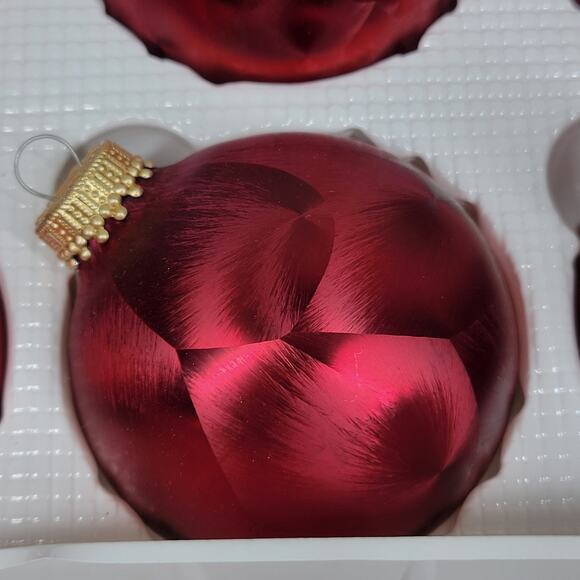 Christmas by Krebs Crimson Jewel Glass Ball Ornaments Red Feather Painted 6 - Picture 16 of 16